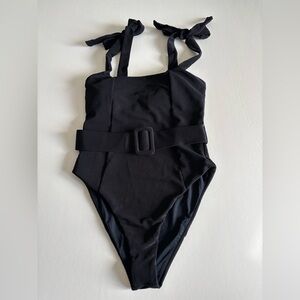 Beach Riot Black Belted One Piece Swimsuit